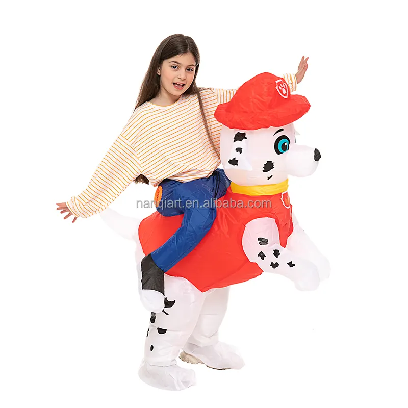 Promotion Cheap Theme Event Party Props High Quality Plastic Kids Inflatable Mascot Costumes Cartoon Dog Riding Cosplay Costumes