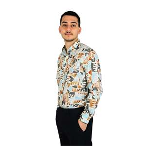 Camisa de Hombre Beige 25S15CA con Patrón Moderno de Manga Larga para Uso Casual - Product Image 2