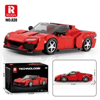 Reobrix 828 298 pièces Supercar technique MOC, modèle de voiture de course sportive rouge classique, jouet de construction DIY en briques, ensembles de blocs de construction pour enfants pour les fêtes
