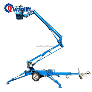 50ft 16m Boom LIft Aerial Bucket Electric Man Lift Tow Trailer Mounted Articulated <strong>Cherry</strong> <strong>Picker</strong> Building Use 200-300kg Capacity - Product Image 1