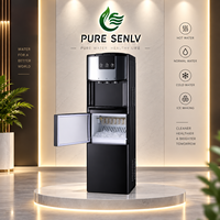 Refroidisseur d'eau chaude et froide avec machine à glaçons intégrée, chargement par le haut, boîtier en plastique, modèle de bureau, installation facile, garantie 1 an