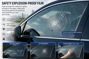 <span class=keywords><strong>Film</strong></span> de sécurité anti-explosion personnalisé, haute <span class=keywords><strong>isolation</strong></span> <span class=keywords><strong>thermique</strong></span>, <span class=keywords><strong>film</strong></span> solaire noir <span class=keywords><strong>pour</strong></span> pare-brise avant de voiture - Product Image 3
