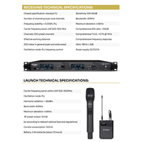 Système de microphone sans fil UHF 2 canaux STABCL ST-9380S True Diversity avec suppression du bruit, micro-cravate et micro-casque XLR en métal