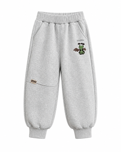 Pantalon de jogging unisexe en coton et polyester gris respirant avec logo personnalisé pour enfants, taille élastique, pantalon décontracté en tricot - Product Image 1
