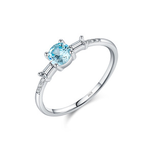 S925 Silver Classic Topaz Ring With Baguette Diamonds Pave Setting Prong Mount Women's Engagement Gemstone Jewelry - Product Image 1