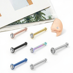 Anneaux de nez en acier inoxydable plaqué <span class=keywords><strong>or</strong></span> <span class=keywords><strong>piercing</strong></span> de nez en cristal bon marché bijoux de corps en acier chirurgical pour femmes et hommes - Product Image 2