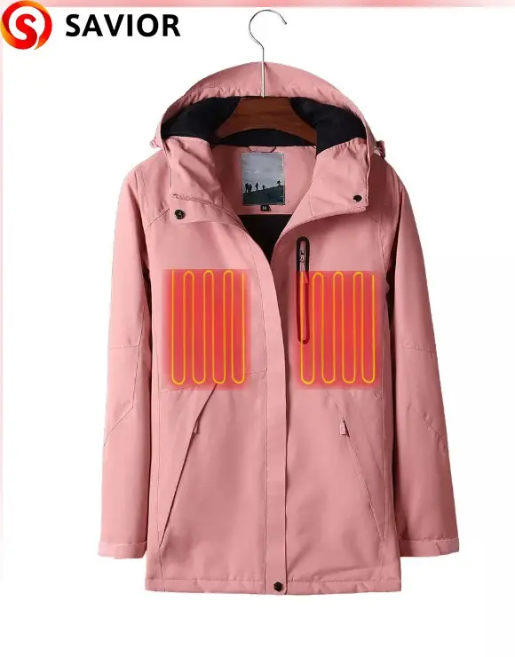 Kadın kış sıcak dokuma ceket boy rüzgar geçirmez ve aşağı dolum ile su geçirmez ısıtmalı termal ceket ile baskı desen