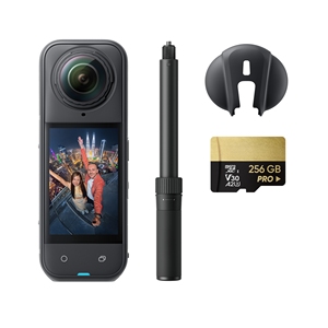 Ensemble Essentiel Inst360 X5 180° Grand Angle Étanche 15m WiFi NightShot Plus Caméra d'Action 4k - Product Image 1