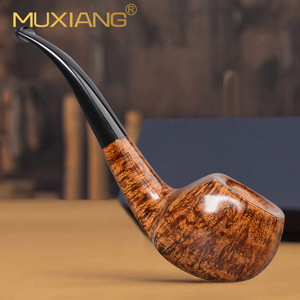 Muxiang Wooden Tobacco Pipe Bent Type Handmade Solid Briar Filter Men's Smoking Pipe - Product Image 3