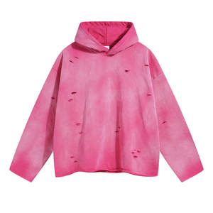 Sudadera con capucha de felpa francesa de peso pesado para hombre, ropa de calle, jersey de gran tamaño con estampado de lavado ácido, técnicas teñidas lisas de otoño personalizadas - Product Image 3