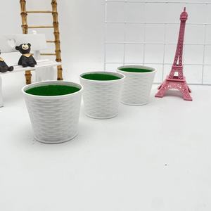 Pot rond imitation rotin 6,5 cm H 8 cm D pour plantes vertes et fleurs artificielles, utilisation en jardin, matériau en mousse plastique - Product Image 3