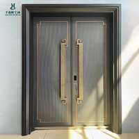 Porte double en aluminium moulé au design moderne personnalisable pour entrée de villa ou appartement, anti-explosion, étanche, porte de sécurité, garantie 3 ans
