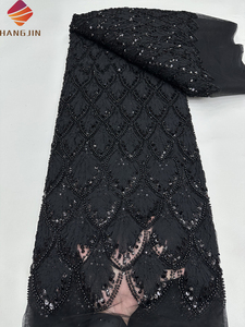 Nouveau <span class=keywords><strong>Tissu</strong></span> en Dentelle Africaine de Luxe 2025, Broderie Florale <span class=keywords><strong>3D</strong></span> Française de Haute Qualité, Dentelle Nigériane Perlée à Paillettes pour Robes de Mariée - Product Image 5