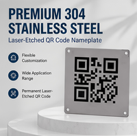 Plaque de menu en acier inoxydable gravée au laser personnalisée avec code QR, panneau métallique avec trous de fixation, étiquette d'identification de numéro de table de restaurant