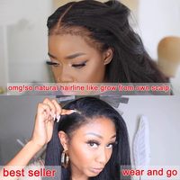 Perruque Cheveux Naturels Afro Kinky Raides 4C à Bords Bouclés, Sans Colle, Full HD, Perruque Lace Front 13x6 Transparente, Cheveux Bruts Indiens