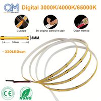 Bande lumineuse LED COB linéaire architecturale 24V 8mm 6000K Blanc froid Ruban flexible sans soudure
