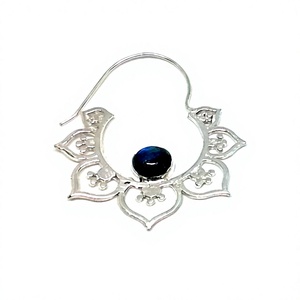 Online Wholesale Silver Plated Bohemian Indian <b>Diamond</b> Flower Hoop <b>Earrings</b> Labradorite for Anniversary - Product Image 5