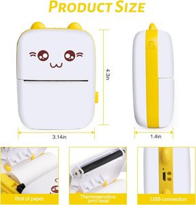 Mini Cámara Portátil para Niños, Impresora de Fotos Inteligente, Blanco y Negro, USB, para Rollos de Papel Térmico Inalámbricos, Compatible con IOS, Plástico - Product Image 4