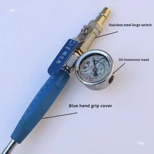 <span class=keywords><strong>Tige</strong></span> de gonflage de pneu de voiture avec manomètre, buse incurvée intérieure/extérieure étendue, double usage, crochet inversé pour le montage de deux pneus - Product Image 3