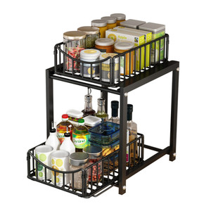Oniya 2-Tier Pull-out lưới dưới bồn rửa tổ chức tủ bếp lưu trữ chủ sở hữu với trượt ngăn kéo cho Countertop trang trí nội thất - Product Image 1