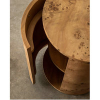 Table d'appoint en bois de style moderne du milieu du siècle, table de chevet ronde de luxe faite à la main pour chambre à coucher