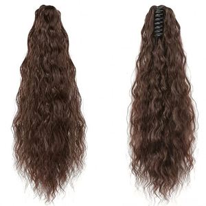 Queue de cheval synthétique longue ondulée Yaki à clipser, extension de cheveux lisses à pince pour femme - Product Image 5