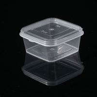 Gobelets à sauce jetables en plastique PP, 4oz 5oz, design carré, avec couvercle transparent et film d'étanchéité, anti-fuite, compatibles micro-ondes pour aliments