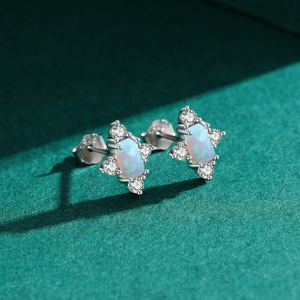 Real S925 Sterling Silver Elegant Natural <b>Opal</b> Stud <b>Earrings</b> for Women Trendy Wedding Engagement Fine Jewelry Bijoux - Product Image 6