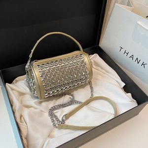 Bolso de Mano de Diseño de Cuero Genuino de Lujo para Mujer, con Cadenas Decorativas, Plegable, Antirrobo, para Uso Diario - Product Image 5