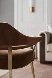 Poltrona Imbottita, Elegante Sedia Singola Curva per Soggiorno, Camera da Letto e Arredamento Casa - Product Image 6