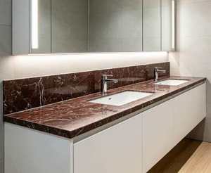 Piano di Lavoro in Marmo Rosso Levanto, Pietra Naturale Rosso Borgogna per Isola <span class=keywords><strong>Cucina</strong></span>, Mobile Bagno, Bancone Bar Hotel e Tavolo <span class=keywords><strong>da</strong></span> Pranzo - Product Image 2