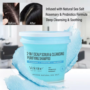Scrub Naturale al Sale Marino <span class=keywords><strong>per</strong></span> il <span class=keywords><strong>Cuoio</strong></span> <span class=keywords><strong>Capelluto</strong></span> 2 in 1, <span class=keywords><strong>Shampoo</strong></span> Purificante e Detergente Profondo <span class=keywords><strong>per</strong></span> <span class=keywords><strong>Cuoio</strong></span> <span class=keywords><strong>Capelluto</strong></span> Grasso e con Forfora, con Rosmarino e Probiotici, Esfoliante 260g - Product Image 1