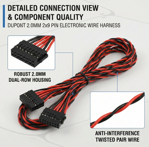 2x09핀 듀퐁 <span class=keywords><strong>2</strong></span>.0mm 이중 열 터미널 하우징-암 헤더 전자 와이어 하네스 - 내구성이 뛰어난 구리 코어 연결 케이블 - Product Image 1