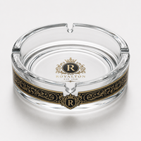 Cendrier décoratif rond en verre transparent, motif lettres vintage, pour cigarettes et cigares, vente en gros sur mesure