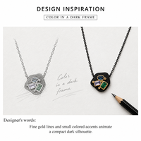 Collier en zircon noir abstrait, acier inoxydable, plaqué or 14 carats, pendentif multicolore, 40+5 cm