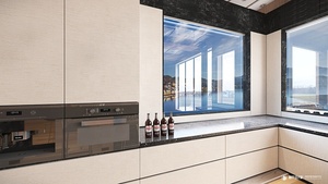 Phong Cách Châu Âu Hiện Đại Nhà Bếp Màu Trắng Tủ Đựng Thức Ăn Cao Bóng Tủ Bếp - Product Image 4