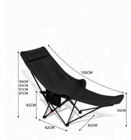 Chaise de jardin pliante portable moderne à quatre positions inclinables, avec repose-pieds rectangulaire en tissu Oxford hautement élastique, en carbone