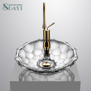 Hiện đại sang trọng Tinh thể thủy tinh Bát tàu cho phòng tắm rửa lưu vực bồn rửa đánh bóng màu trong suốt khách sạn sang trọng phụ kiện <span class=keywords><strong>drainer</strong></span> - Product Image 4