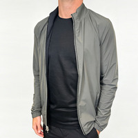 Veste technique noire pour homme, coupe-vent imperméable à col montant, personnalisable avec logo, vente en gros OEM en vrac