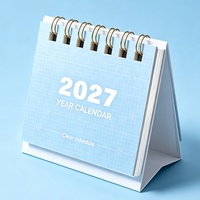 Calendrier de bureau pliable en papier épais avec reliure spirale, planificateur annuel pour cadeau publicitaire promotionnel
