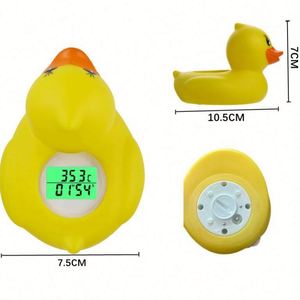 Thermomètre de bain numérique pour bébé en forme de canard jaune flottant en silicone imperméable - Product Image 1
