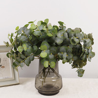 Bouquet de fleurs artificielles réalistes en plastique, accessoires pour centres de table de mariage et de Noël, feuilles de sauge et d'eucalyptus, tige verte