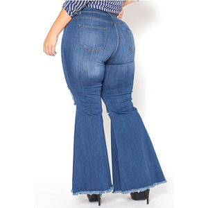 Elasticity Tight Fashion 5XL <strong>Sexy</strong> <strong>Jeans</strong> With Holes Girls Flare Woman Plus Size <strong>Jeans</strong> - Product Image 4
