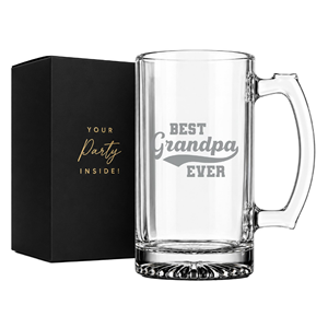 Chope à bière en verre personnalisée avec poignée, grande capacité, pour <span class=keywords><strong>cadeau</strong></span> de la fête des pères, avec boîte <span class=keywords><strong>cadeau</strong></span> noire, vente en gros - Product Image 1