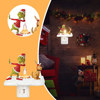 Noel Grinched Nightlight Led sahte yangın hayalet lambası cadılar bayramı hayalet yatak odası gece lambası kapalı süslemeleri hediyeler için aile