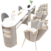 Ensemble de mobilier de salon de manucure tendance à aspiration, poste de manucure simple ou double et canapé, tables à ongles tendance