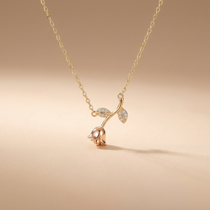 Collier pendentif fleur rose en argent 925, best-seller, avec chaîne à maillons plaquée or 14 carats, détails en zircon étincelant, élégant et tendance - Product Image 5