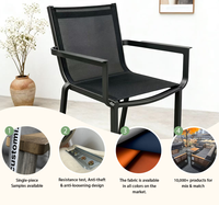 Chaise de jardin moderne en aluminium 6063 et textile, mobilier de loisirs pour villa, hôtel et restaurant