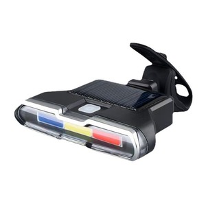 Three-Color Bicycle Tail Light with USB Solar Dual-Charge COB Flash Night Riding Warning Highlight Promotional Flashlight