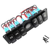 Panneau d'interrupteurs à bascule 6 + 1 Gang 12V-24V DC avec voltmètre pour voitures, camions, bateaux, véhicules récréatifs et marine